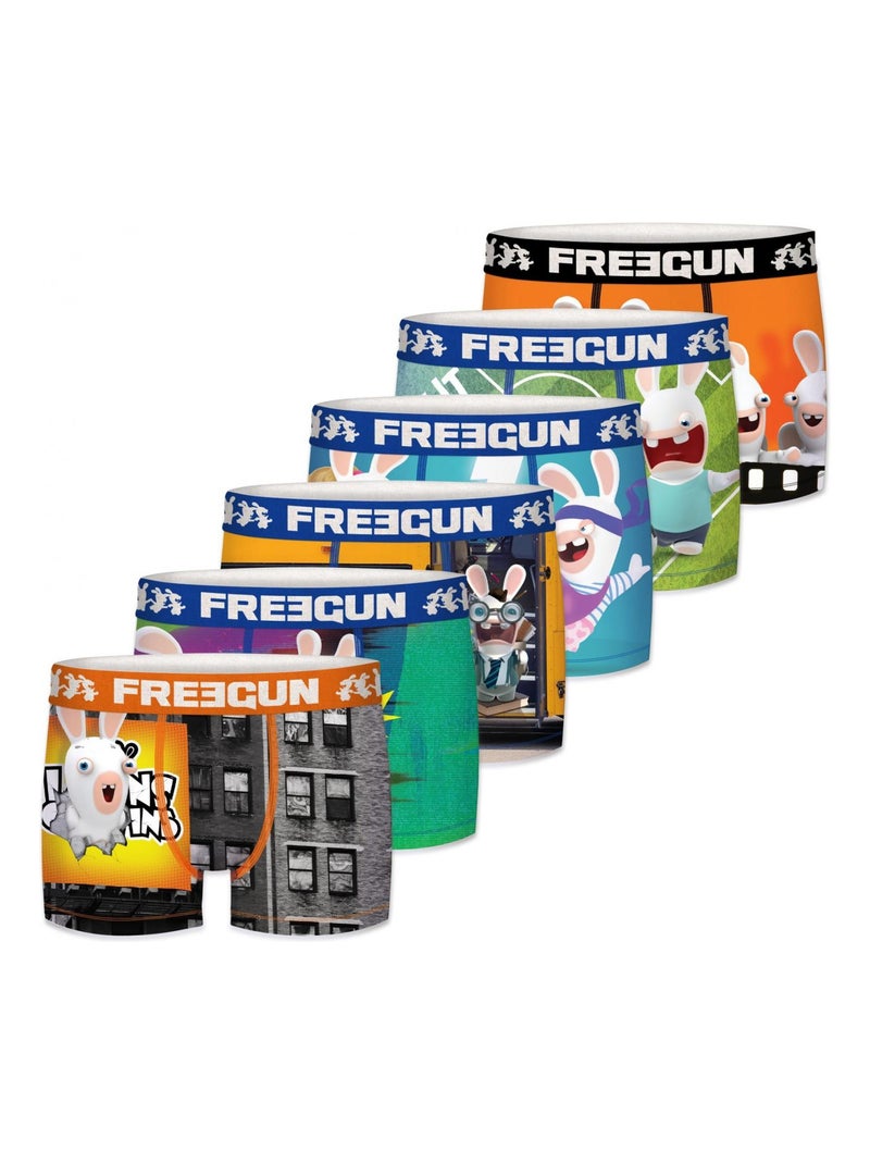 Lot de 6 Boxers homme Lapins Crétins Freegun Orange - Kiabi