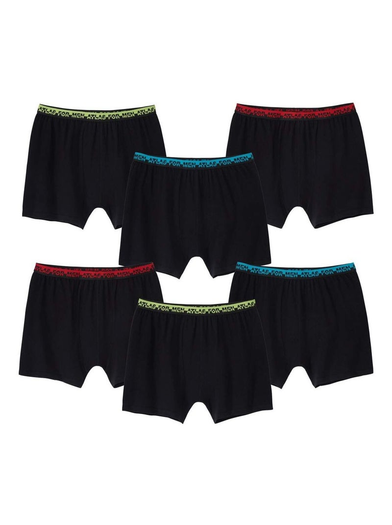 Lot de 6 Boxers Stretch Confort   - ATLAS FOR MEN Noir - Kiabi