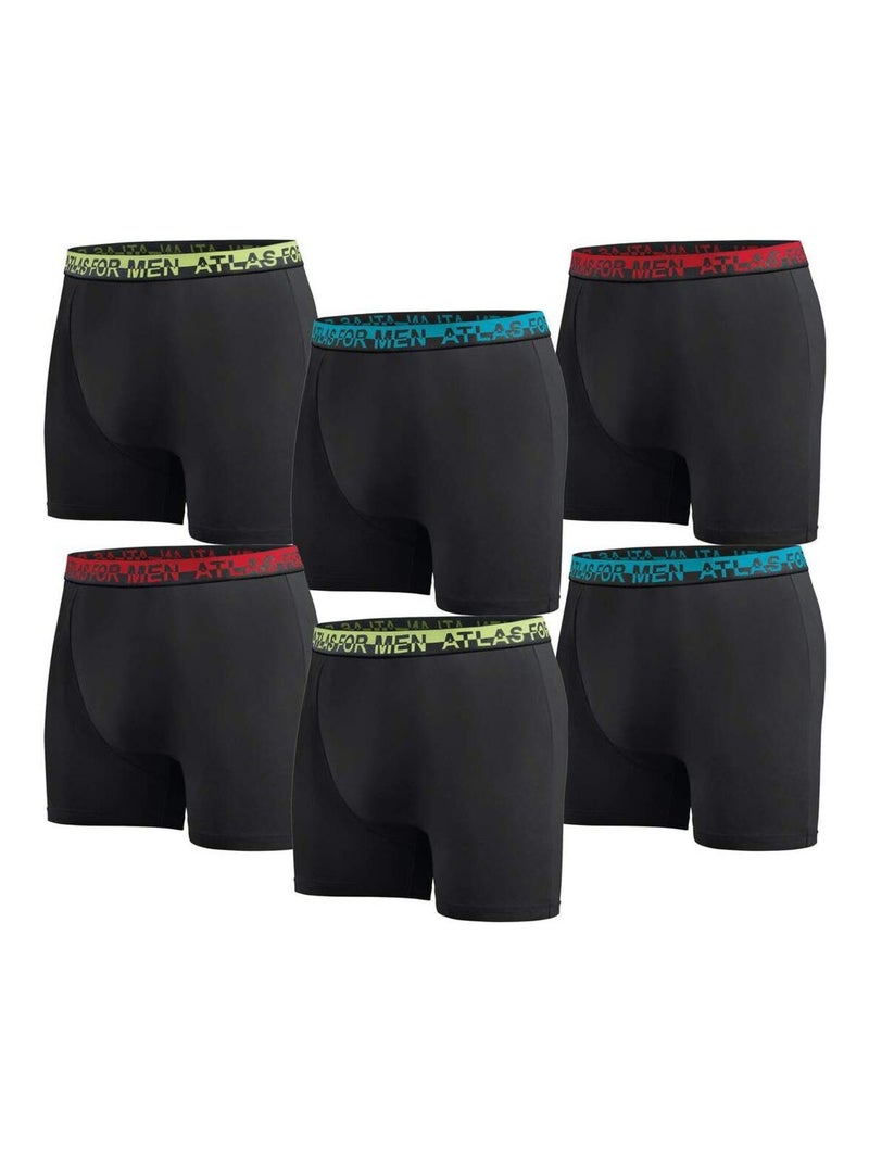 Lot de 6 Boxers Stretch Confort   - ATLAS FOR MEN Noir - Kiabi