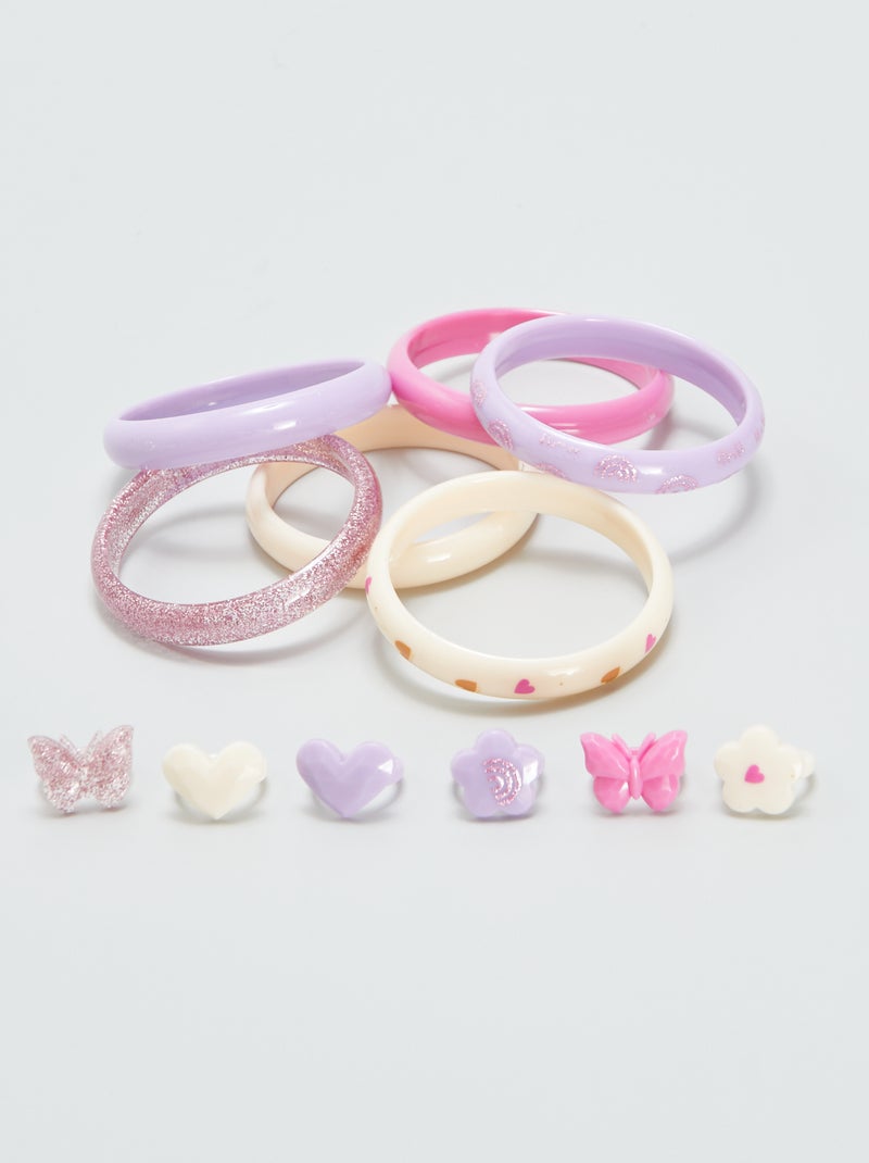 Lot de 6 bracelets + 6 bagues multicolore - Kiabi