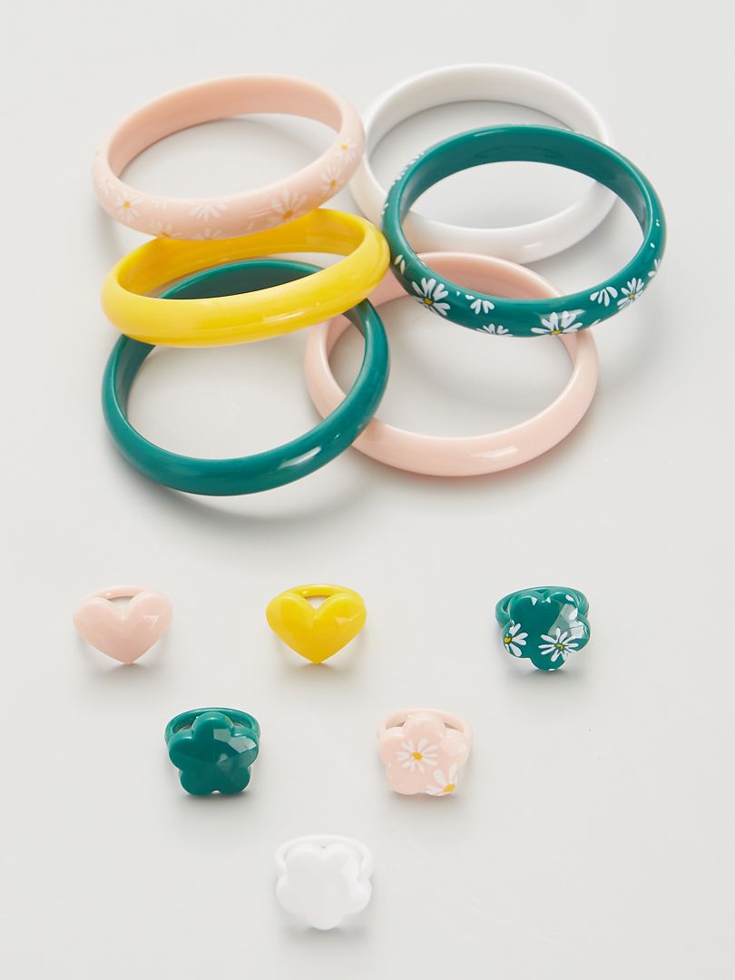 Lot de 6 bracelets + bagues multicolore - Kiabi
