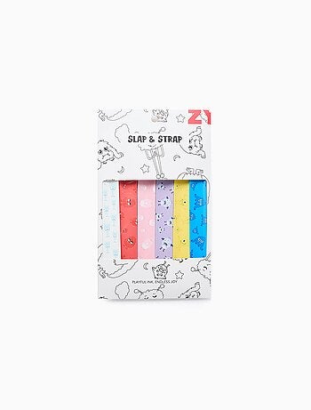 Lot de 6 bracelets slap & strap émotions