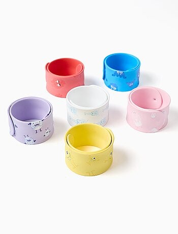 Lot de 6 bracelets slap & strap émotions