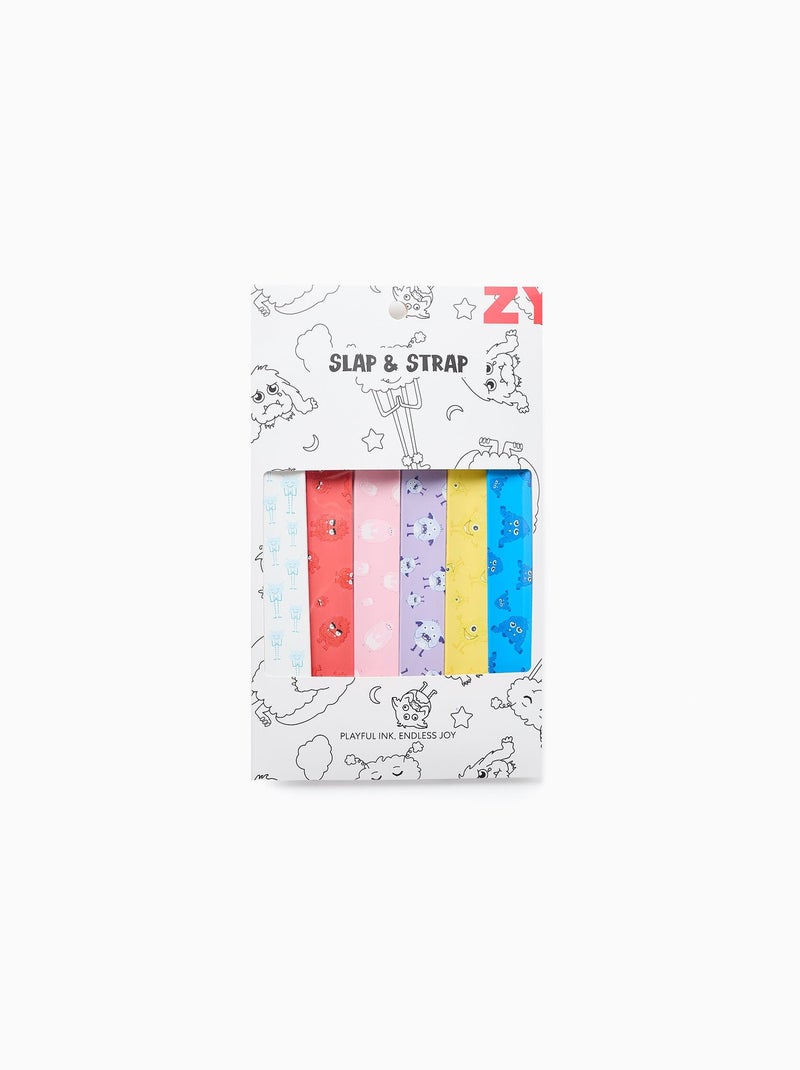 Lot de 6 Bracelets Slap & Strap Émotions Multicolore - Kiabi