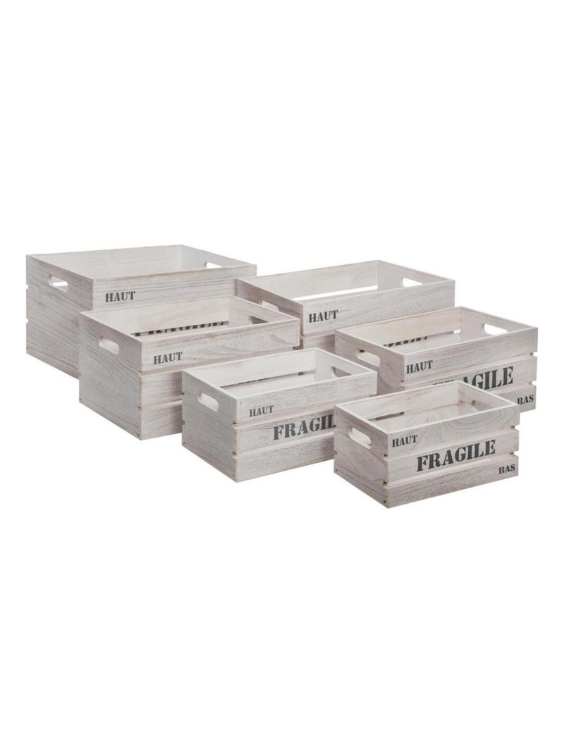 Lot de 6 caisses cagette déco Atmosphera Blanc - Kiabi