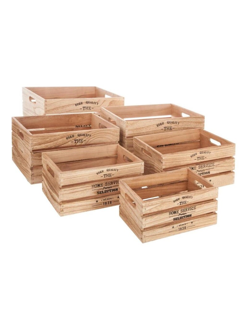Lot de 6 caisses cagette déco Atmosphera Marron clair - Kiabi