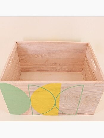 Lot de 6 caisses en bois motifs géométriques verts