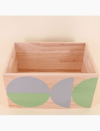 Lot de 6 caisses en bois motifs géométriques verts