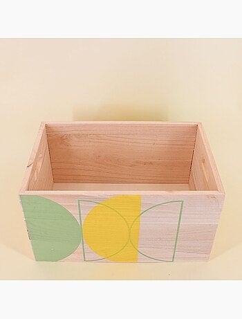 Lot de 6 caisses en bois motifs géométriques verts