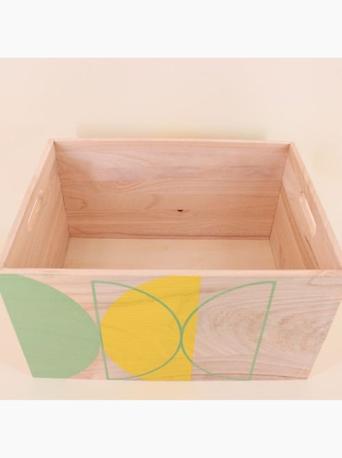 Lot de 6 caisses en bois motifs géométriques verts - Kiabi