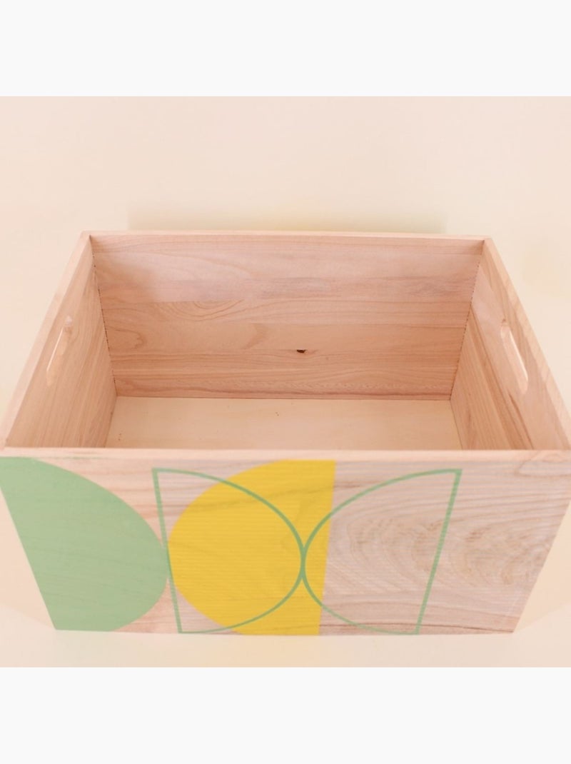 Lot de 6 caisses en bois motifs géométriques verts Beige - Kiabi