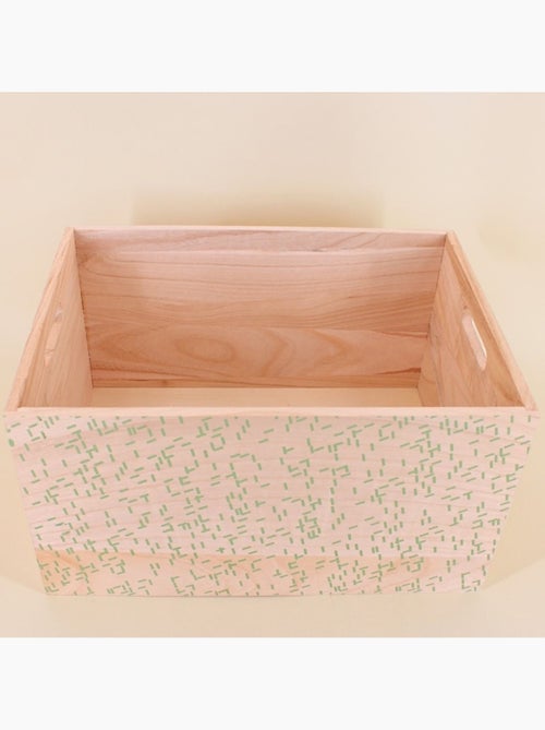 Lot de 6 caisses en bois motifs géométriques verts - Kiabi