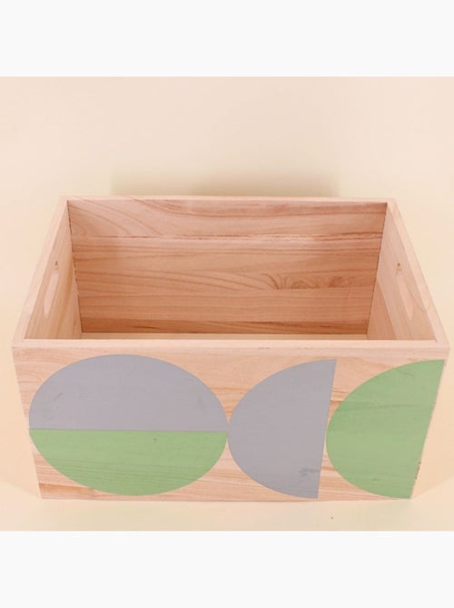 Lot de 6 caisses en bois motifs géométriques verts - Kiabi
