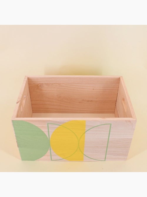 Lot de 6 caisses en bois motifs géométriques verts - Kiabi