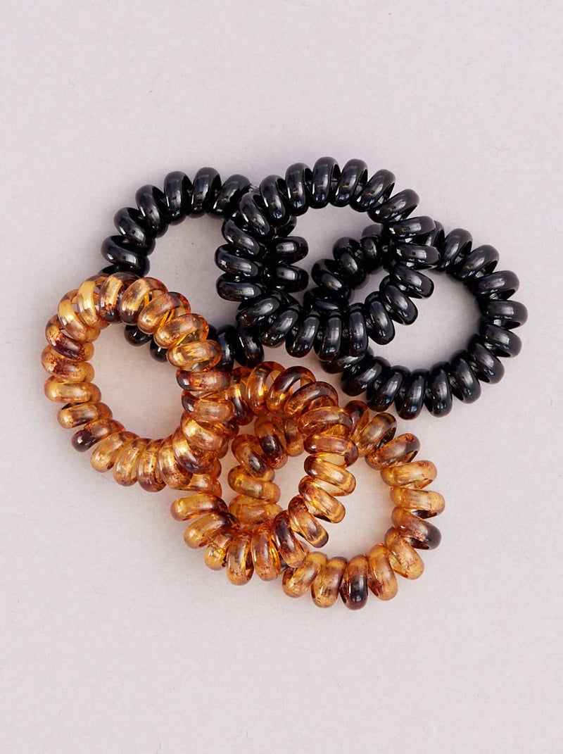 Lot de 6 chouchous tortis marron noir - Kiabi
