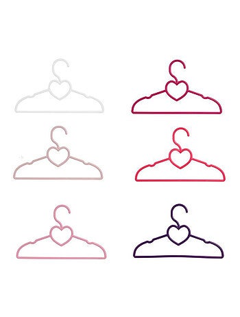 Lot de 6 cintres enfant en plastique Coeur