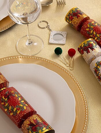 Lot de 6 crackers imprimés Couronne de Noël