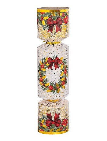 Lot de 6 crackers imprimés Couronne de Noël