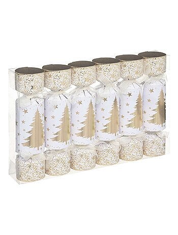 Lot de 6 crackers imprimés sapin de Noël