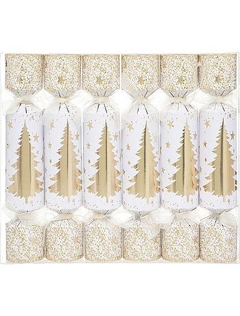Lot de 6 crackers imprimés sapin de Noël