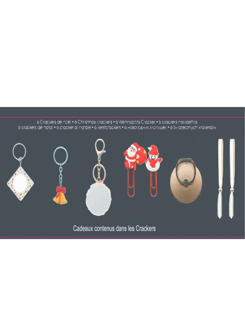 Lot de 6 crackers imprimés sapin de Noël Blanc - Kiabi