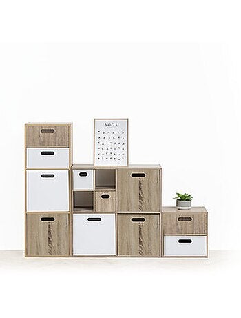 Lot de 6 cubes de rangement effet bois MIX'N MODUL