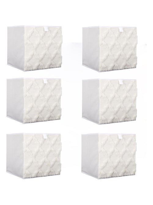 Lot de 6 cubes de rangement pliables avec tissu texturé - Kiabi