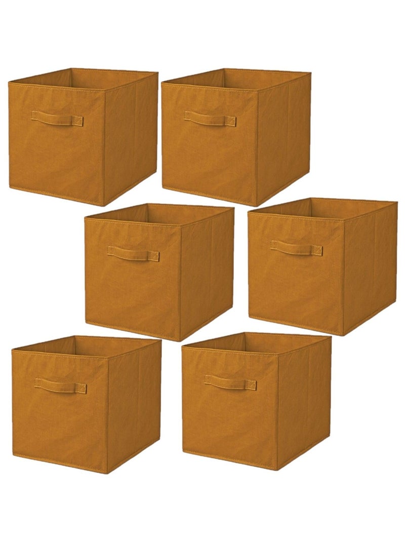 Lot de 6 cubes de rangement pliables en polypropylène avec poignée Jaune - Kiabi
