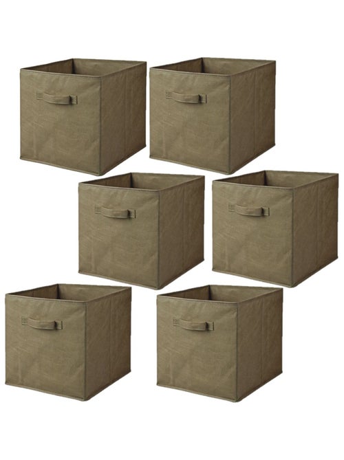 Lot de 6 cubes de rangement pliables en polypropylène avec poignée - Kiabi