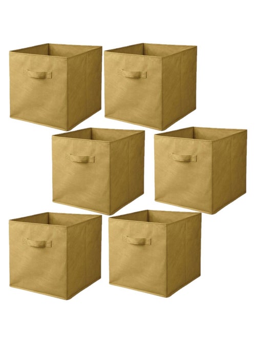 Lot de 6 cubes de rangement pliables en tissu avec poignées - Kiabi