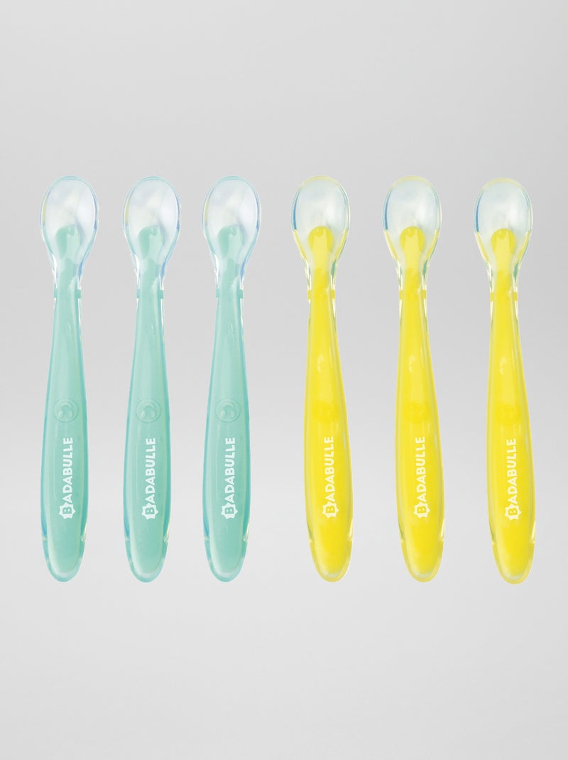 Lot de 6 cuillères 'Badabulle' vert/jaune - Kiabi