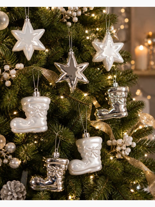 Lot de 6 décorations de noël en forme de botte bleu ciel - Kiabi Lot de 6 décorations de noël en forme de botte bleu ciel - Kiabi