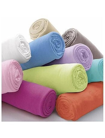 Lot de 6 drap housse - 140x190cm - polycoton - bonnet 25cm - multicolore