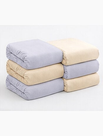 Lot de 6 drap housse Microfibre, Beige/Gris,