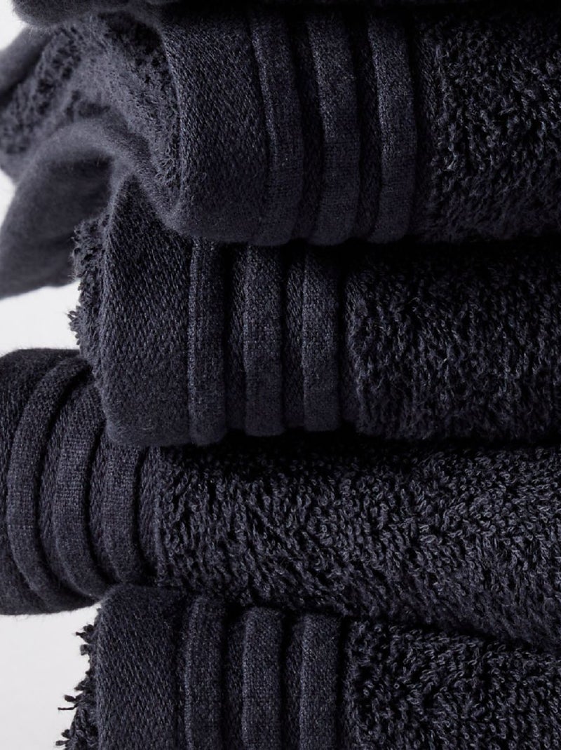 Lot de 6 draps de bain coton uni BATHROOM Noir - Kiabi