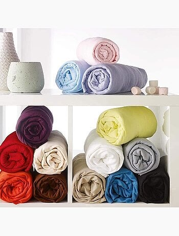 Lot de 6 draps housse - polycoton - 140x190cm - 57 fils/cm² - bonnet 25 cm