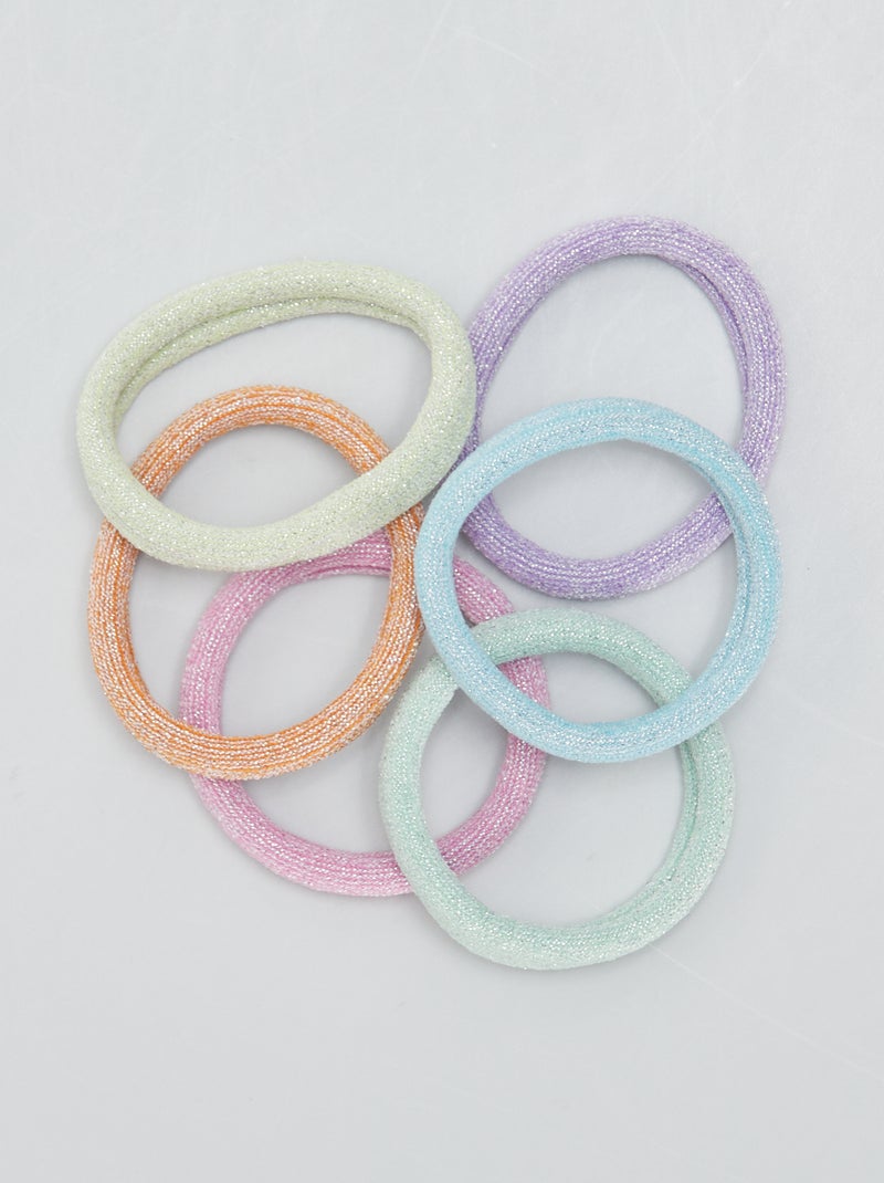 Lot de 6 élastiques pailletées Rose - Kiabi