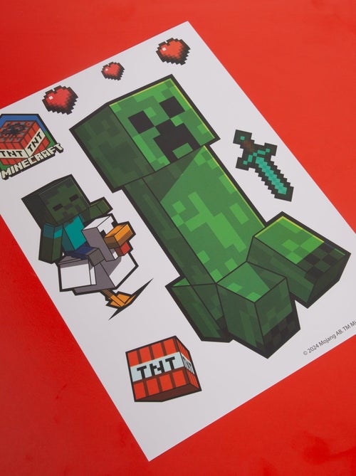 Lot de 6 feuilles d'autocollants muraux faciles à retirer Minecraft ROBA - Kiabi