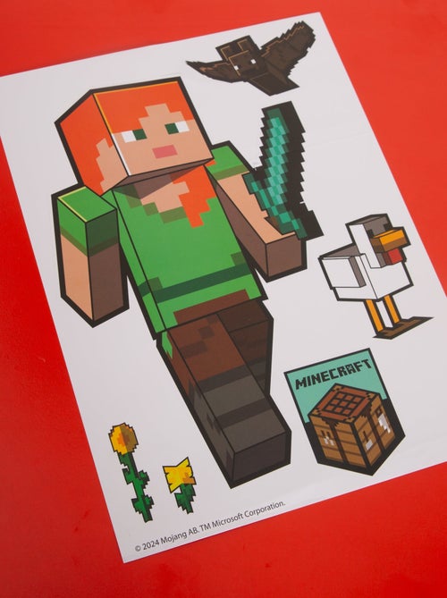 Lot de 6 feuilles d'autocollants muraux faciles à retirer Minecraft ROBA - Kiabi