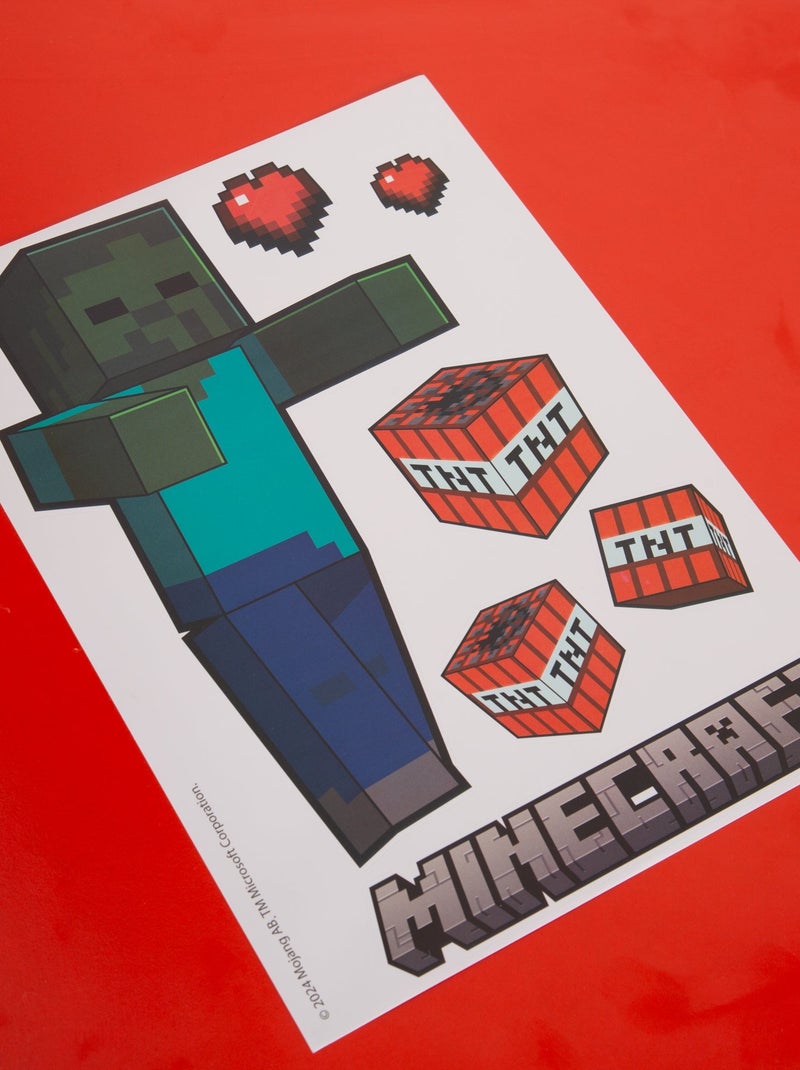 Lot de 6 feuilles d'autocollants muraux faciles à retirer Minecraft ROBA Multicolore - Kiabi