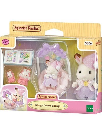 Lot de 6 figurines - Coucher des sœurs Lapin Chocolat - SYLVANIAN FAMILIES