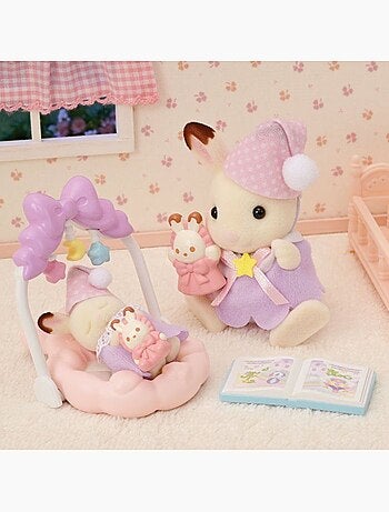 Lot de 6 figurines - Coucher des sœurs Lapin Chocolat - SYLVANIAN FAMILIES