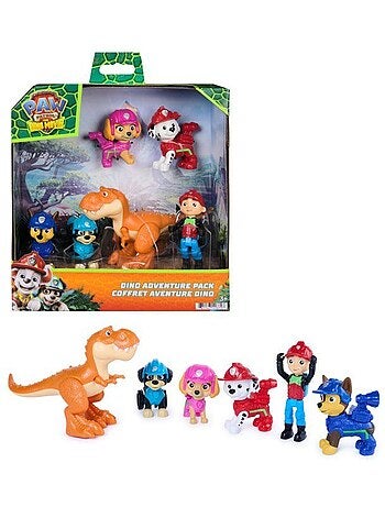 Lot de 6 figurines articulées + dinosaure - mission dino - paw patrol