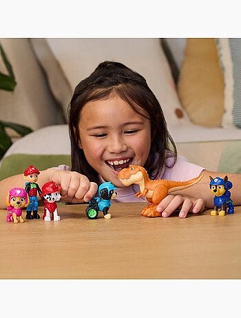 Lot de 6 figurines articulées + dinosaure - mission dino - paw patrol