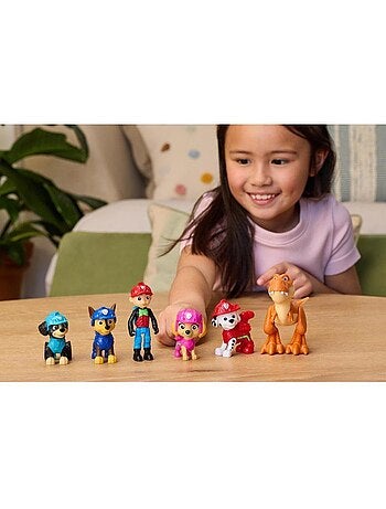Lot de 6 figurines articulées + dinosaure - mission dino - paw patrol