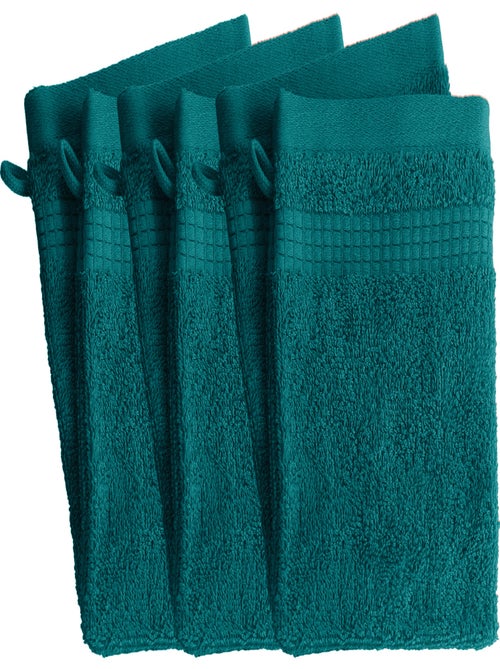 Lot de 6 Gants de Toilette  -  100% Coton - 450 gr/m2 - Kiabi