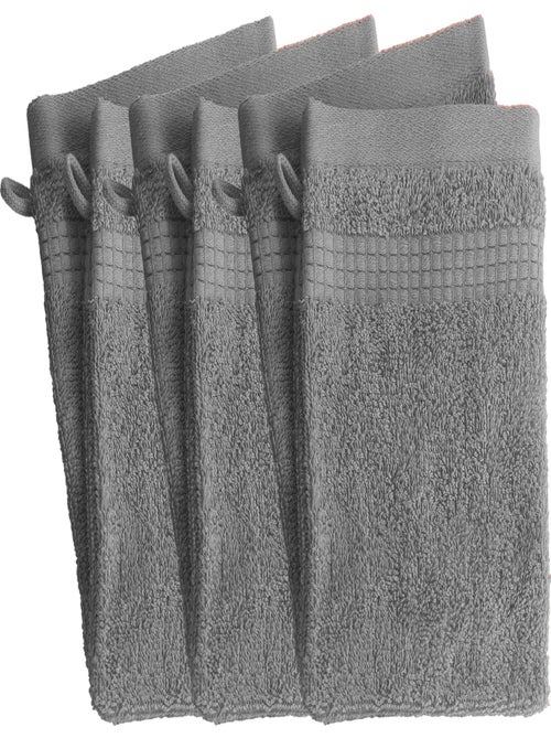 Lot de 6 Gants de Toilette  -  100% Coton - 450 gr/m2 - Kiabi