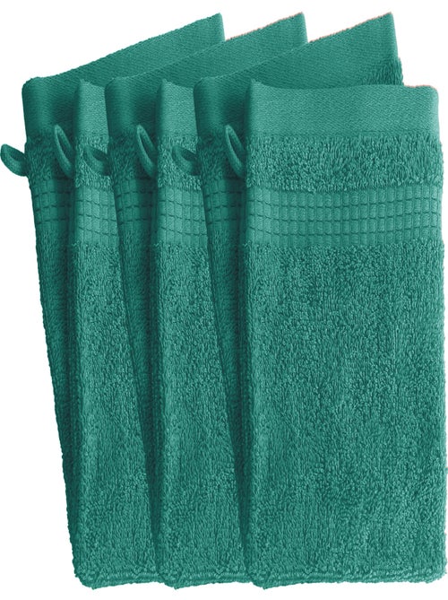 Lot de 6 Gants de Toilette  -  100% Coton - 450 gr/m2 - Kiabi
