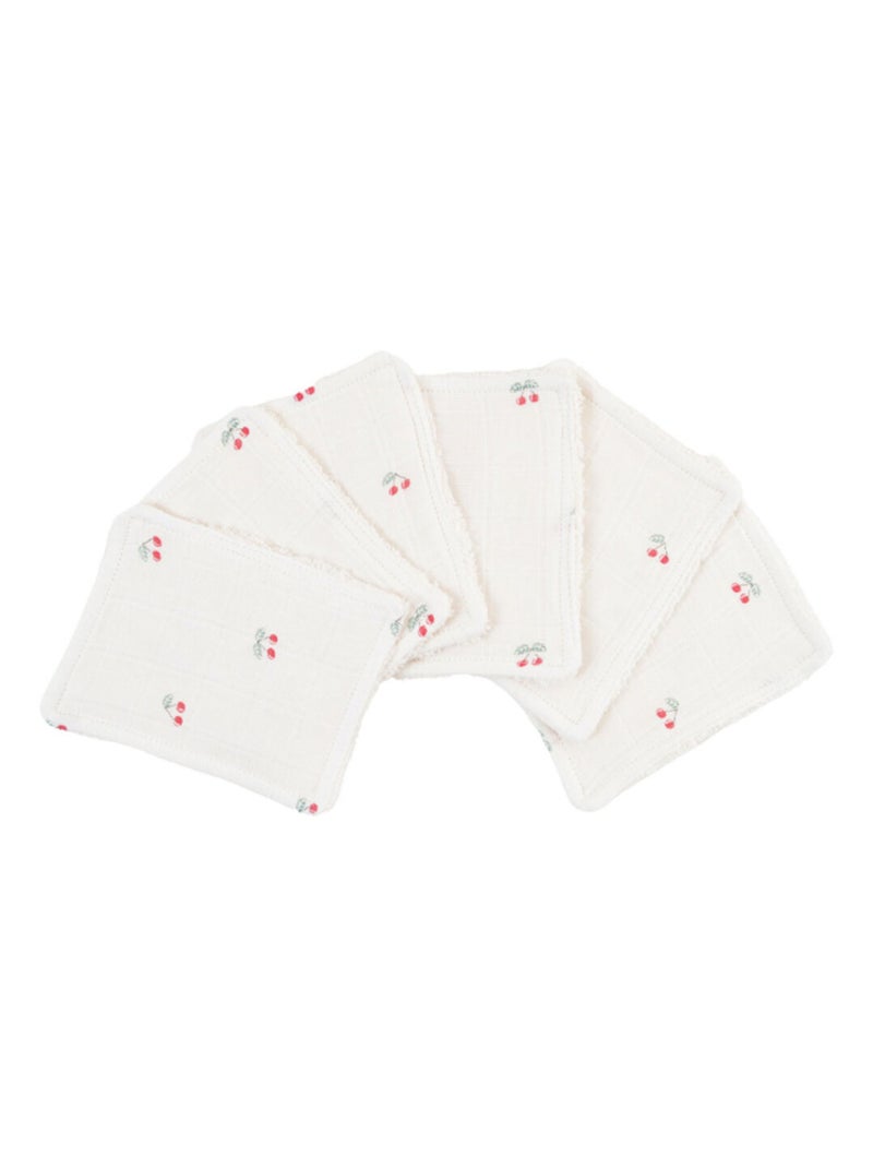 Lot de 6 lingettes lavables Cerise Blanc - Kiabi