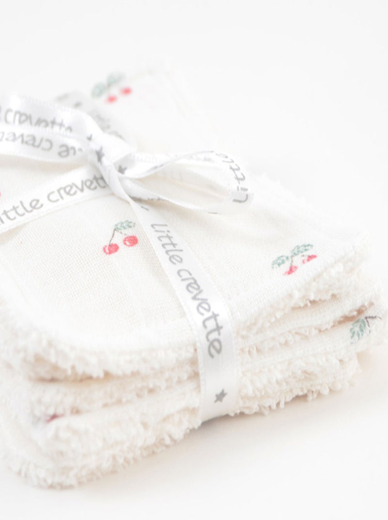 Lot de 6 lingettes lavables Cerise Blanc - Kiabi